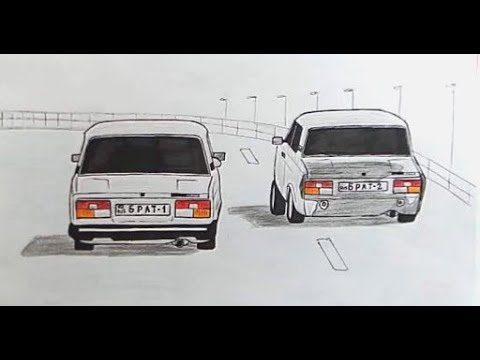 Как нарисовать машину, ВАЗ 2107(Ehedov Elnur)Avtoş maşin Vaz 2107 nece cekilir