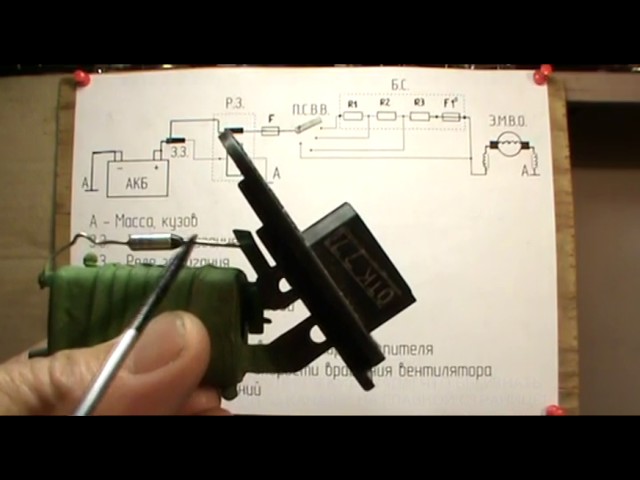 Отопитель ВАЗ - 2110; 11; 12. Схема включения вентилятора отопителя.