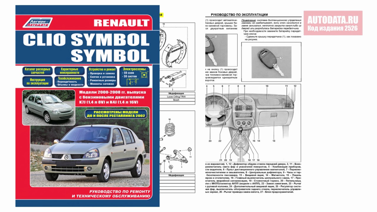 Руководство по ремонту Renault Clio Symbol, Symbol 2000-2008 бензин